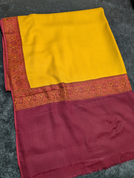 Kani Border Pashmina Shawl | Perfect Gift Item in Sale Price | Mustard Yellow