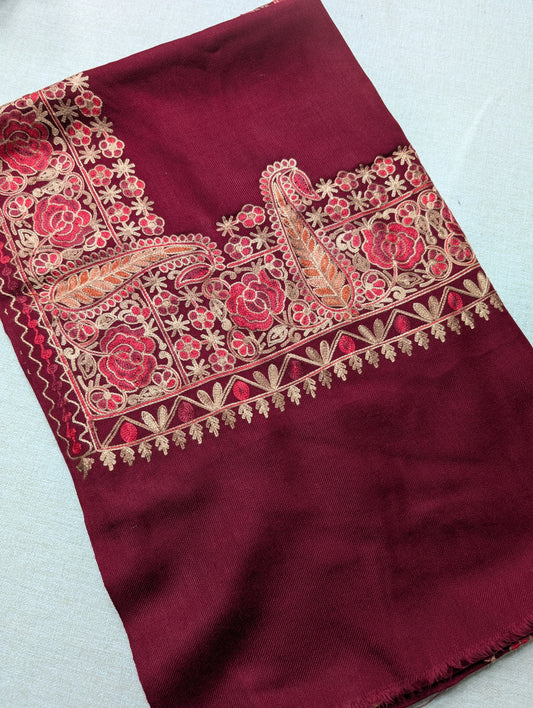 Kashmiri Shawl | Fine Pashmina Aari 4 Side Border Shawl Gift Item