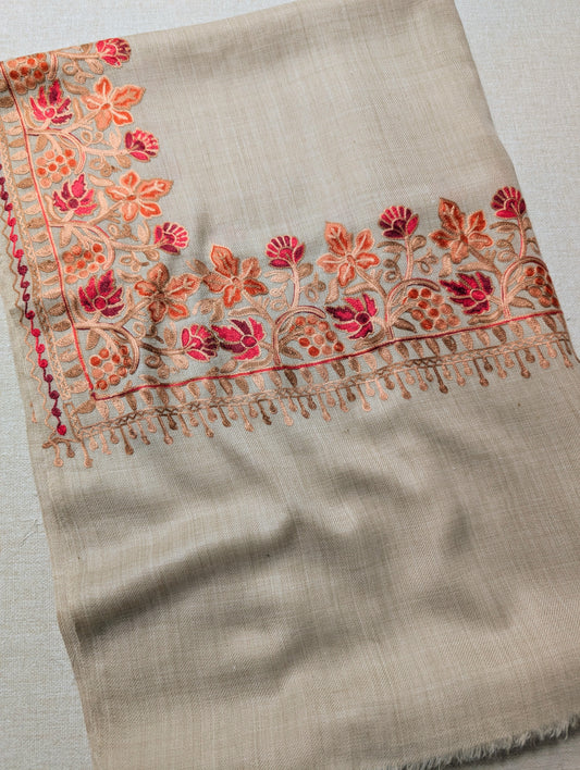 Kashmiri Shawl | Fine Pashmina Aari 4 Side Border Shawl Gift Item