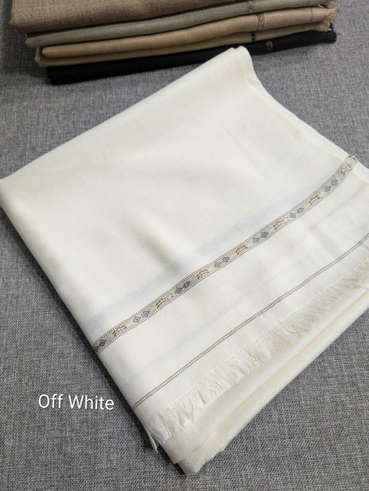 Gents Shawl | Pure, Fine and Soft Thick Wool Islampur Swat Khaddi Made Shawl Perfect Gift | Off White