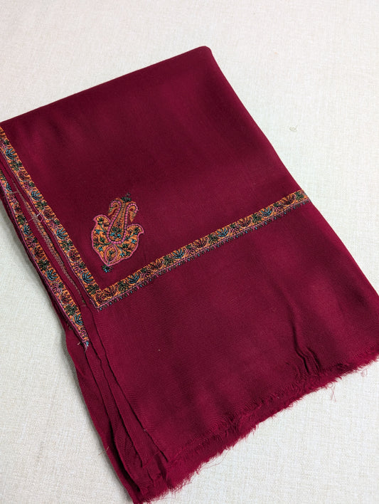 Kingri Border Embroidered Pure Pashmina Shawl Best Selling Shawl Perfect Gift | Maroon