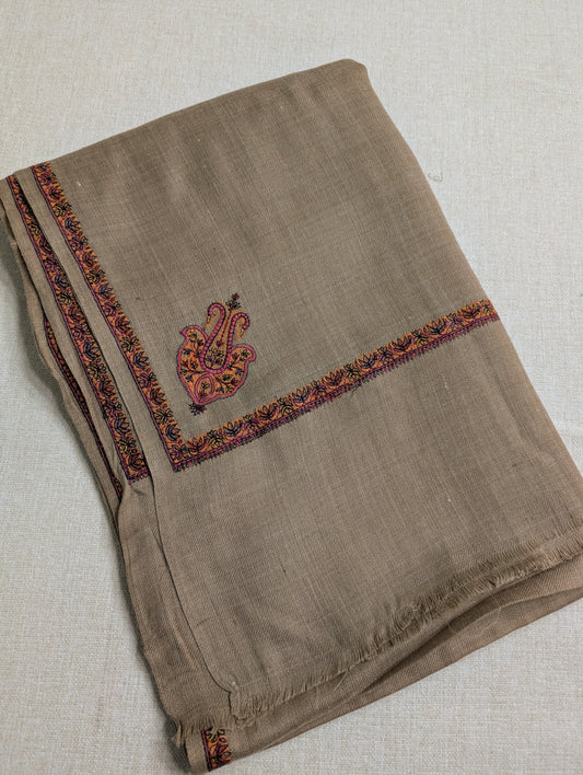 Kingri Border Embroidered Pure Pashmina Shawl Best Selling Shawl Perfect Gift | Dark Skin