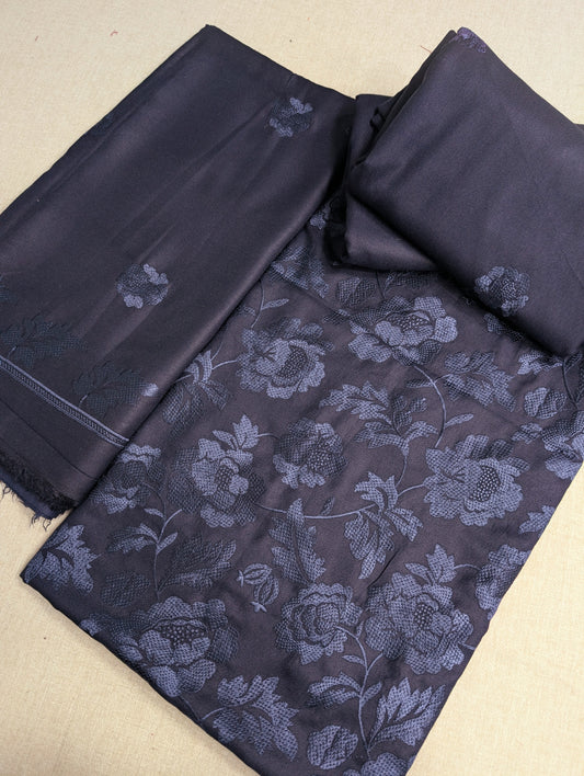 Marina 3 Piece Embroidered Suit Same on Same Embroidery Marina Shawls | Blue