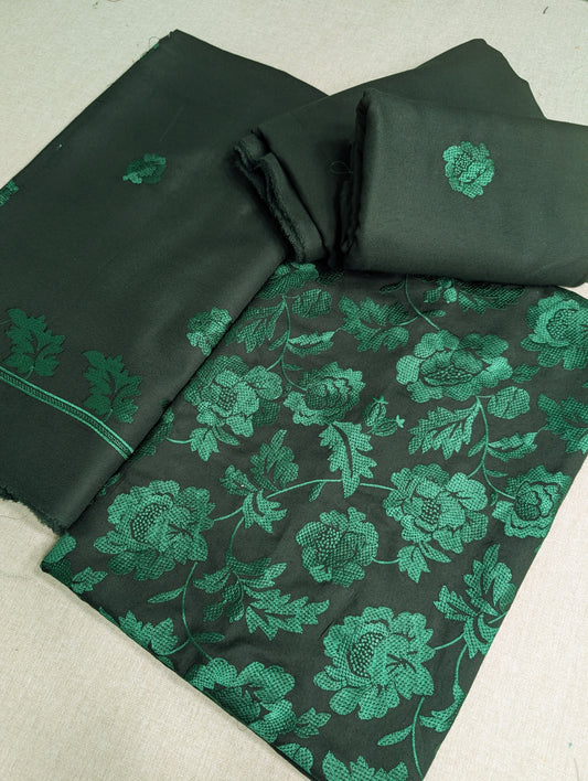Marina 3 Piece Embroidered Suit Same on Same Embroidery Marina Shawls | Green