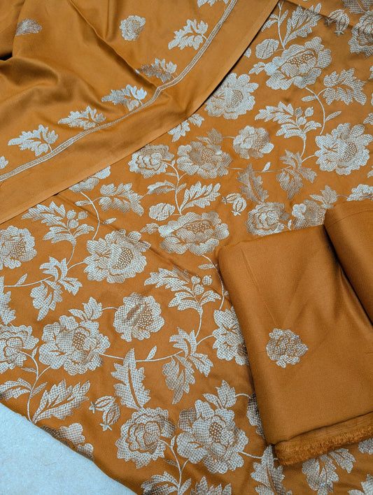 Marina 3 Piece Embroidered Suit Skin Embroidery Marina Shawl | Rust