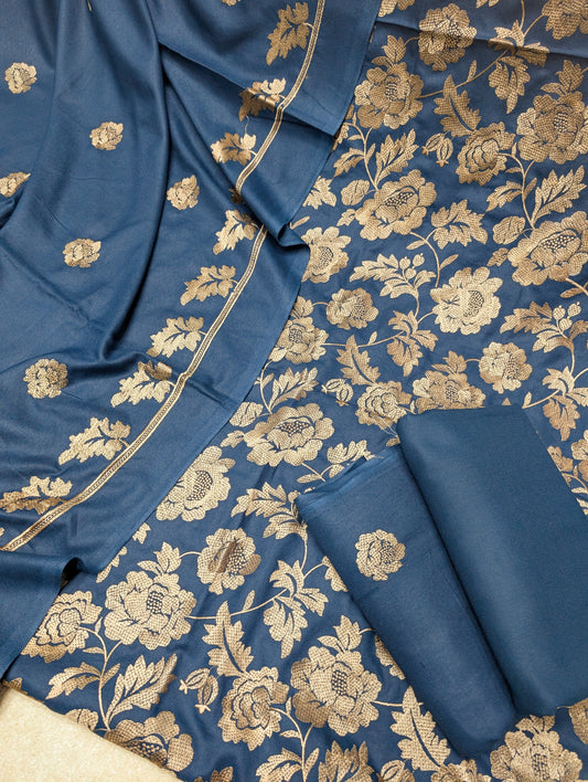 Marina 3 Piece Embroidered Suit Skin Embroidery Marina Shawl | Zinc