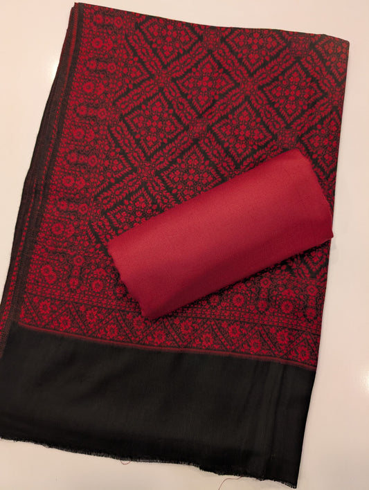 Pashmina 3 Piece Suit | Kani Pashmina Shawl With Marina Suit