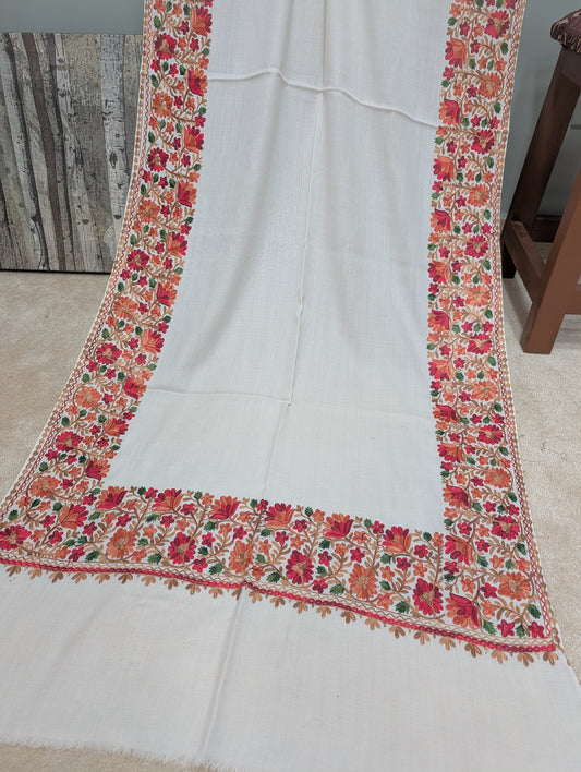 Pashmina Stole | Aari Border Embroidery 4 Side Border Perfect Gift | Light Skin