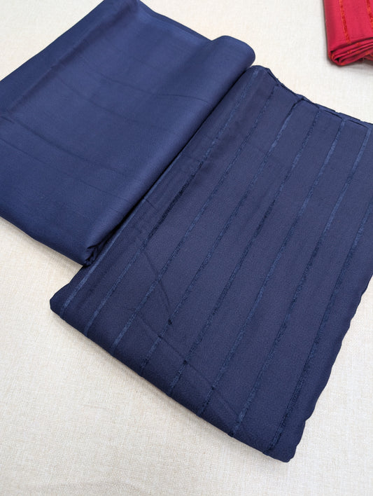 Velvet Lining Suit Marina Wool | Perfect Winter Fabric 6 Yards | Navy Blue