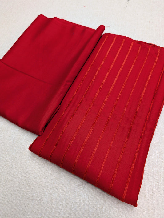Velvet Lining Suit Marina Wool | Perfect Winter Fabric 6 Yards | Red