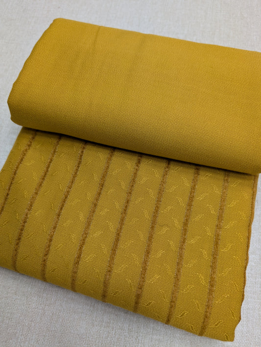 Self Design and Velvet Lining Suit Marina Suit 2 Pc | Perfect Winter Fabric 6 Yards | Mustard
