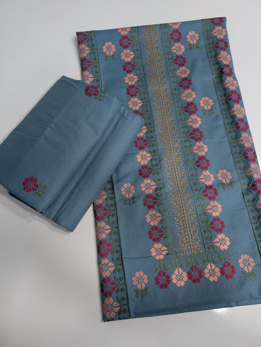 Breeze Lawn 2 Pc Embroidered Suit Separate Sleeves | Zinc Grey