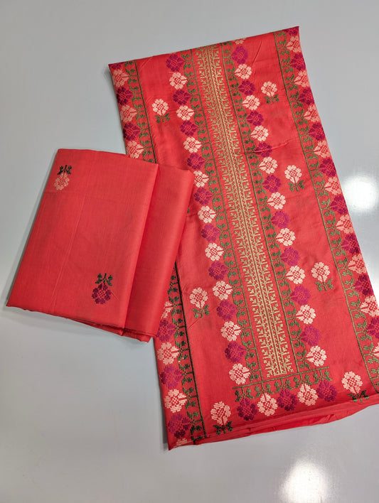 Breeze Lawn 2 Pc Embroidered Suit Separate Sleeves | Carrot Pink