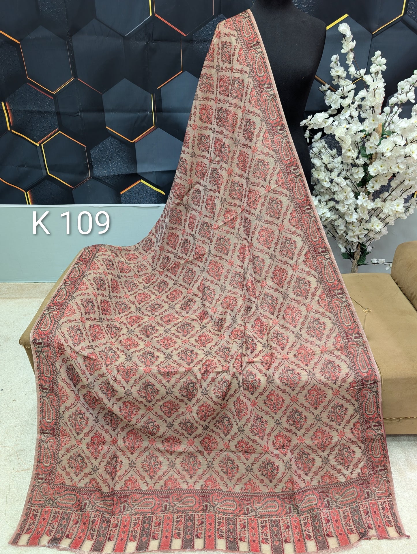Lawn Full kani Shawl | Self Kani Shawl Full Size Pure Lawn | K109