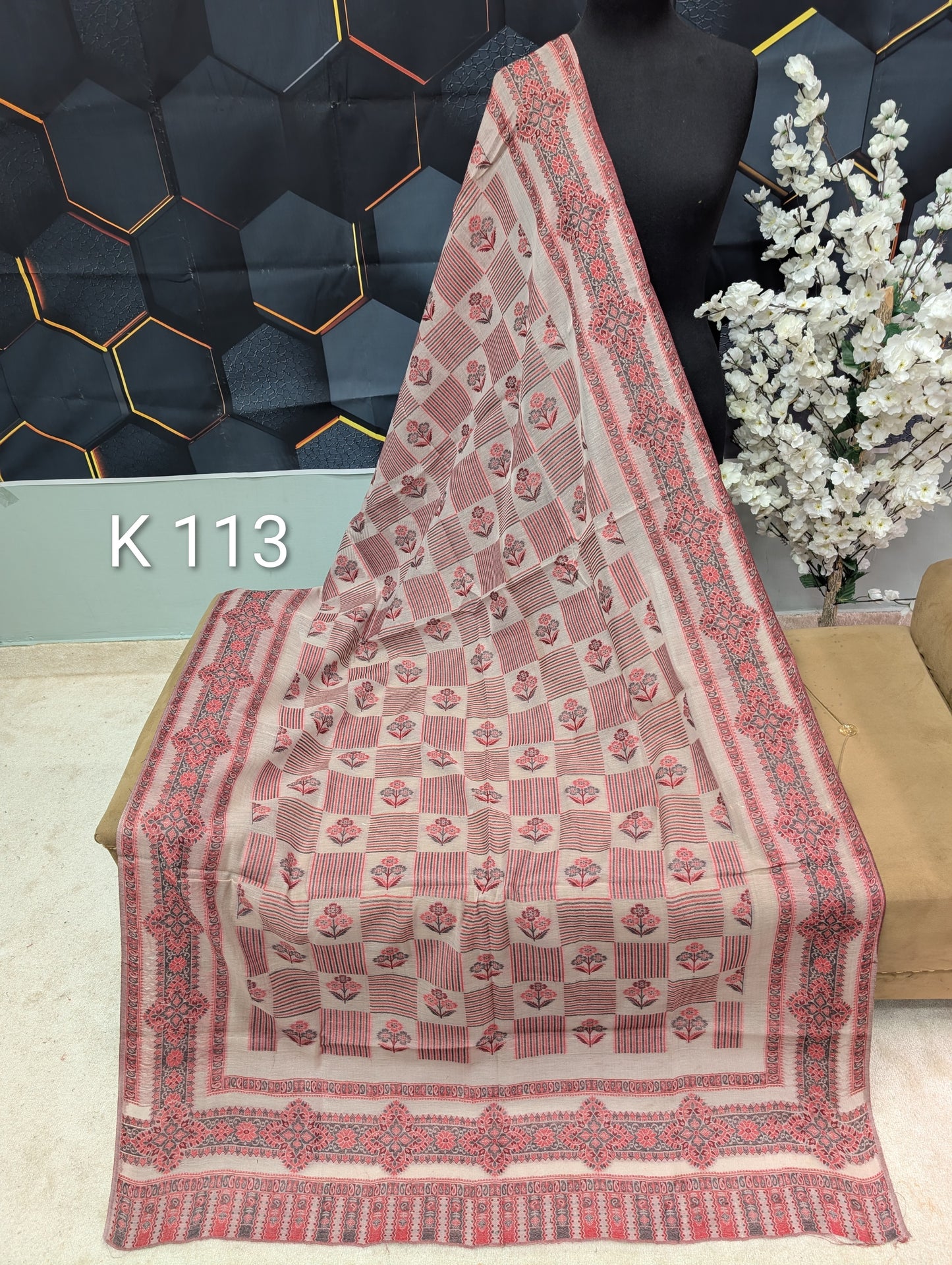 Lawn Full kani Shawl | Self Kani Shawl Full Size Pure Lawn | K113