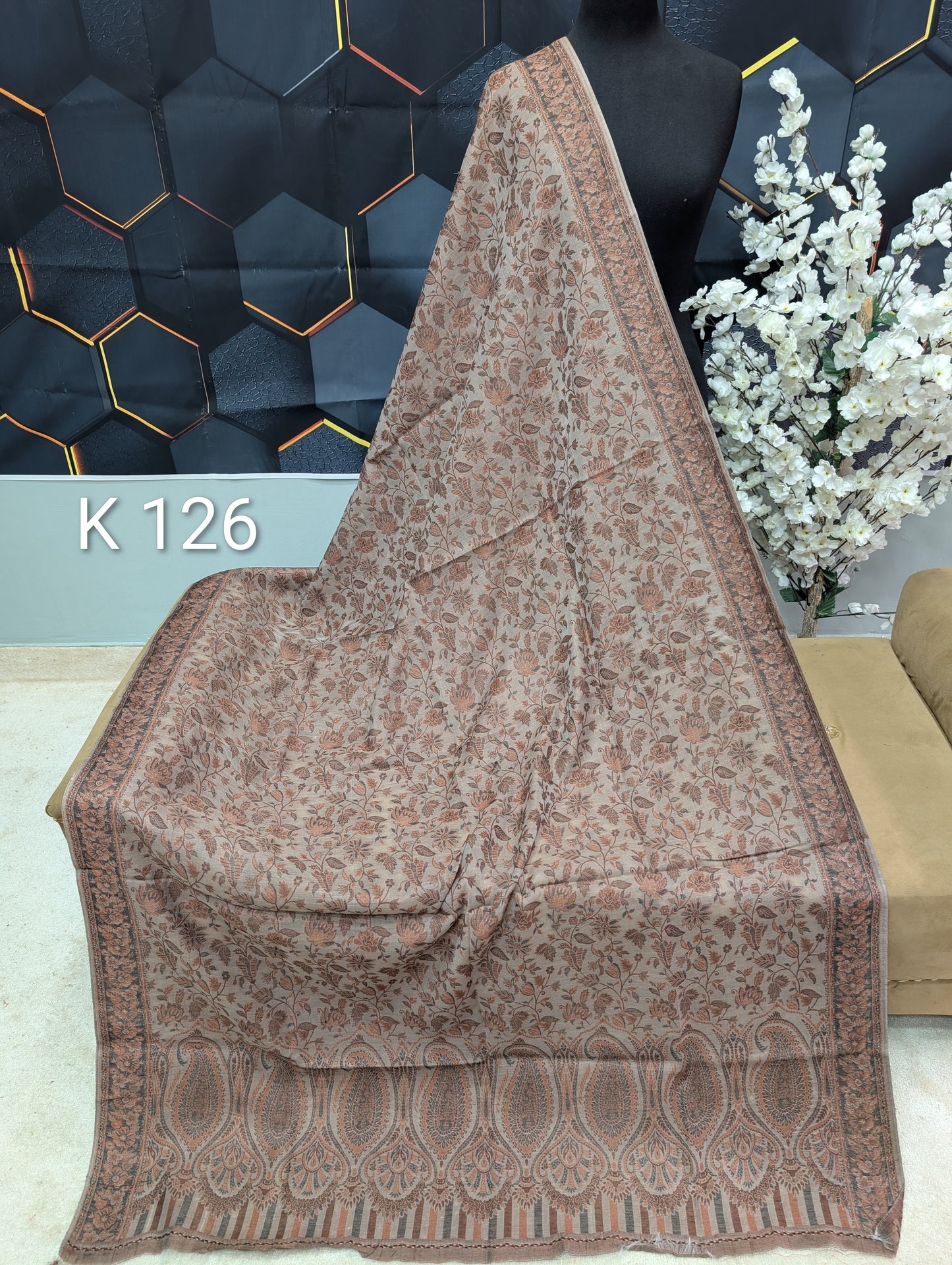 Lawn Full kani Shawl | Self Kani Shawl Full Size Pure Lawn | K126