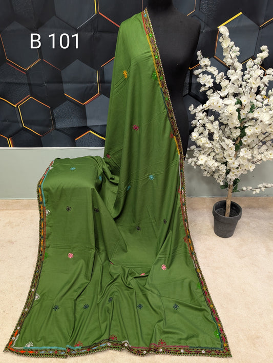 Swiss Lawn Handmade Balouchi Shawl 4 Side Border Perfect Gift | B101