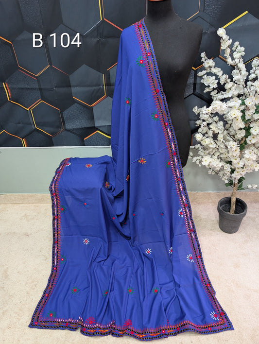 Swiss Lawn Handmade Balouchi Shawl 4 Side Border Perfect Gift | B104