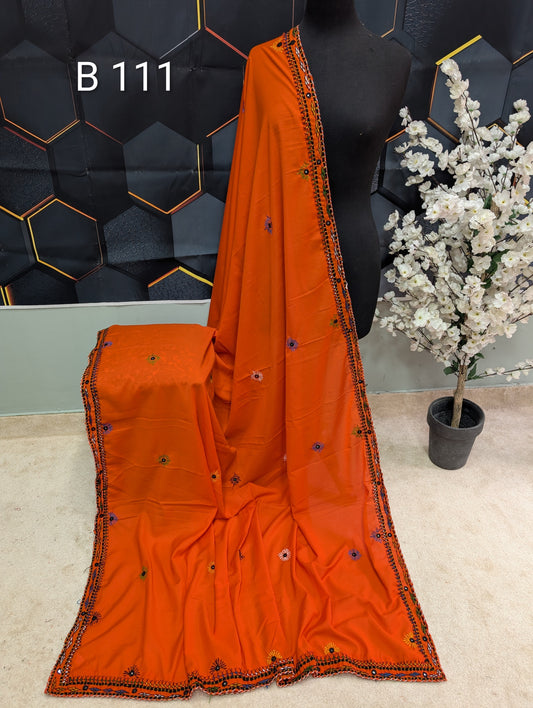 Swiss Lawn Handmade Balouchi Shawl 4 Side Border Perfect Gift | B111