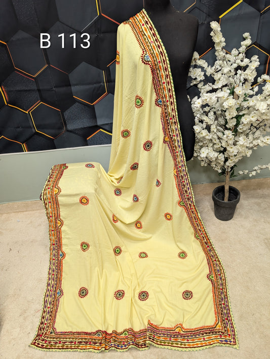 Swiss Lawn WIDE BORDER Handmade Balouchi Shawl 4 Side Border Perfect Gift | B113