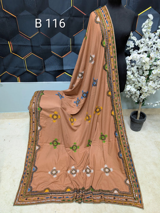 Swiss Lawn WIDE BORDER Handmade Balouchi Shawl 4 Side Border Perfect Gift | B116