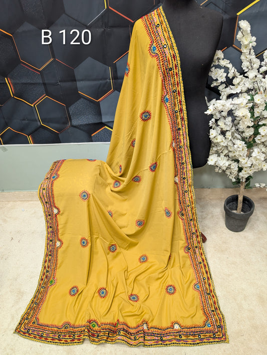 Swiss Lawn WIDE BORDER Handmade Balouchi Shawl 4 Side Border Perfect Gift | B120