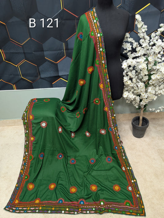 Swiss Lawn WIDE BORDER Handmade Balouchi Shawl 4 Side Border Perfect Gift | B121