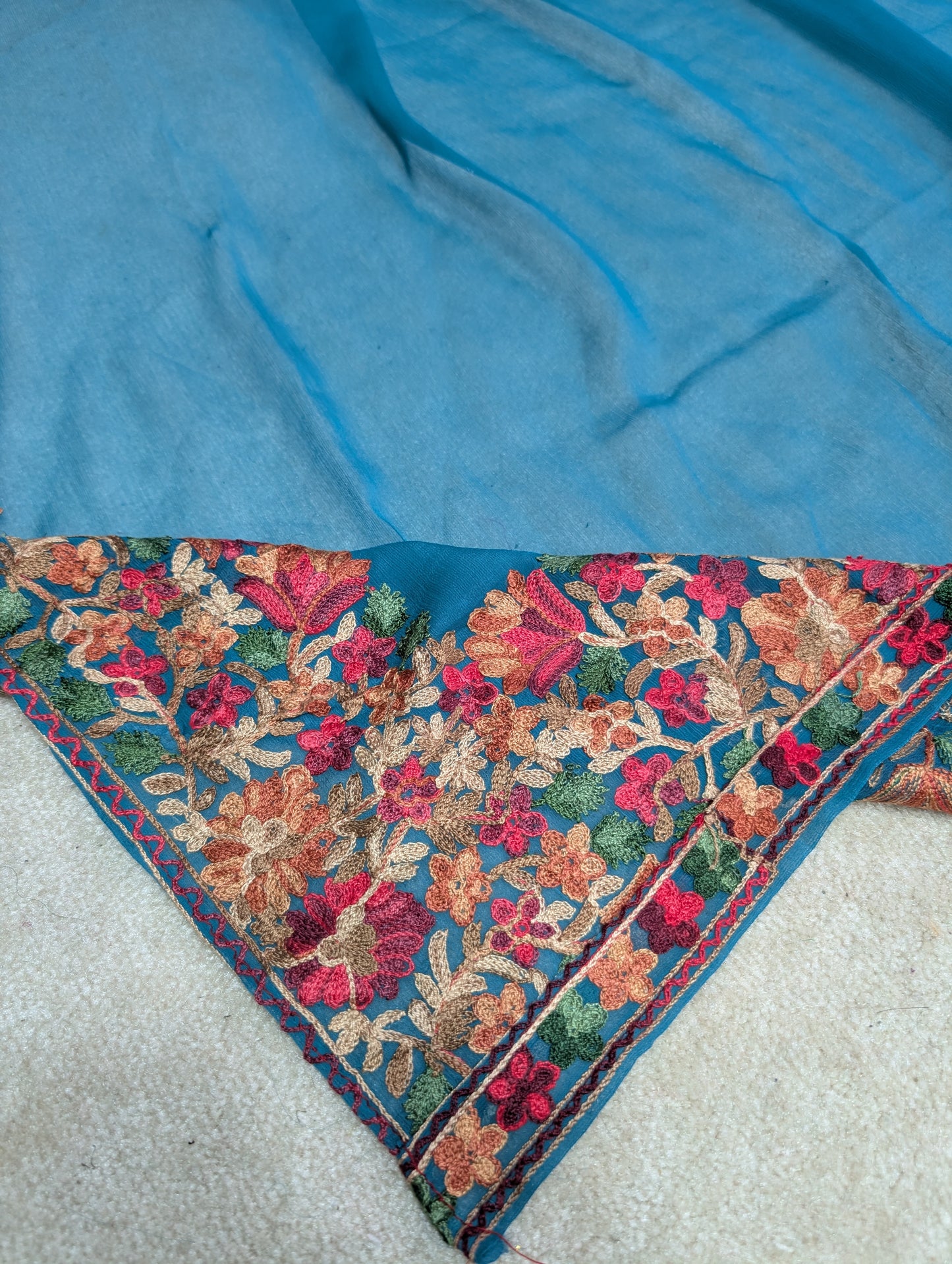 Crinkle Chiffon Kashmiri Border Embroidered Dupatta | Zinc