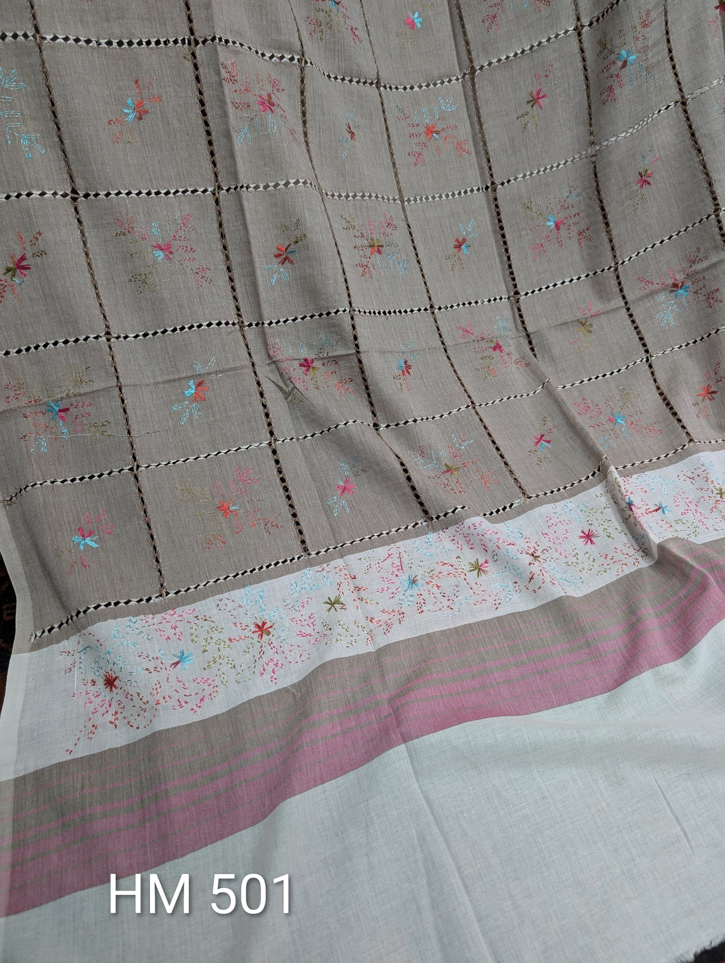 Handmade Tarkashi Lawn Shawl | Fine Thread Work Pure Lawn Shawl H501