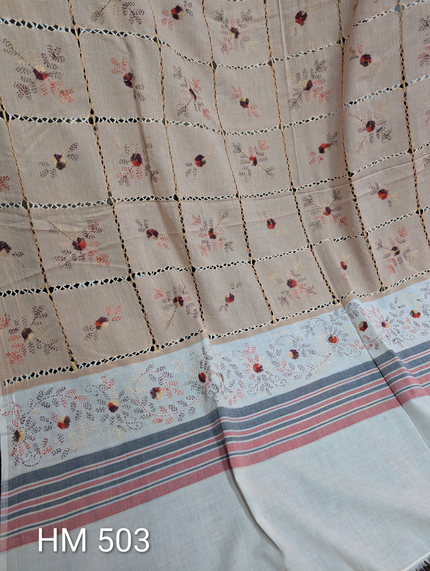 Handmade Tarkashi Lawn Shawl | Fine Thread Work Pure Lawn Shawl H503