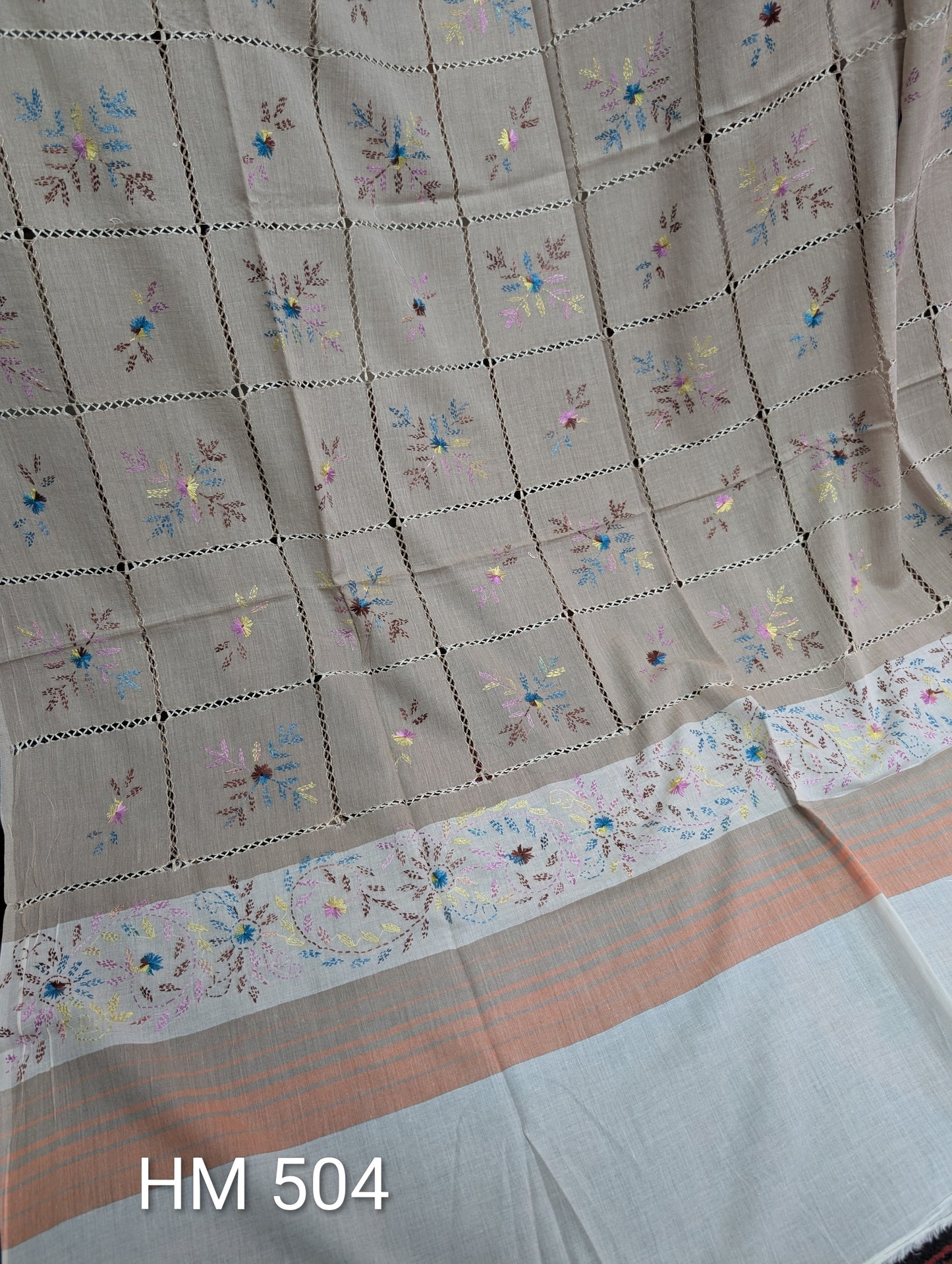 Handmade Tarkashi Lawn Shawl | Fine Thread Work Pure Lawn Shawl H504