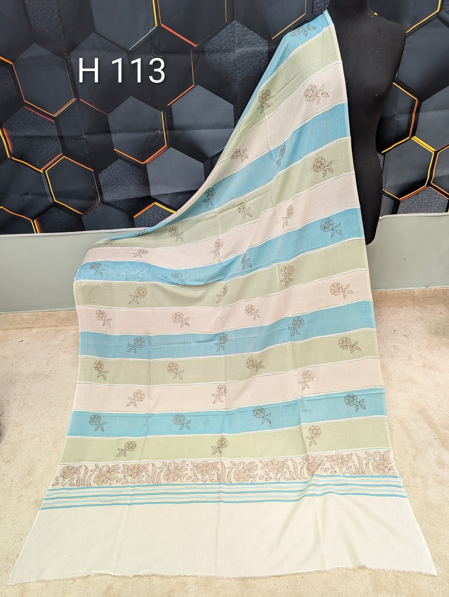 Handmade Tarkashi Lawn Shawl | Fine Thread Work Pure Lawn Shawl H113