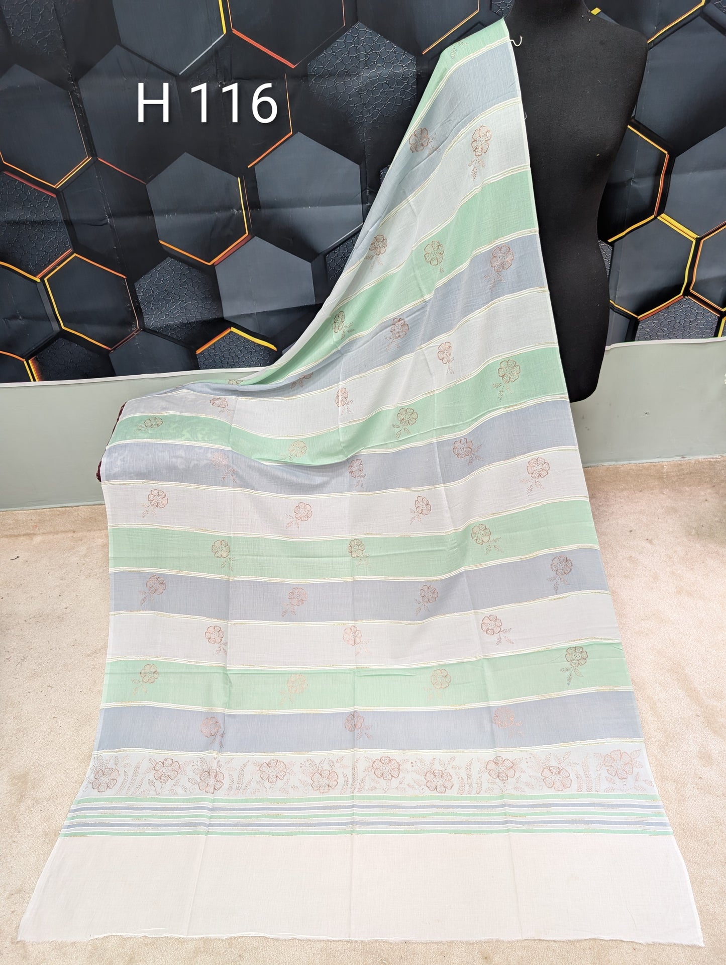 Handmade Tarkashi Lawn Shawl | Fine Thread Work Pure Lawn Shawl H116