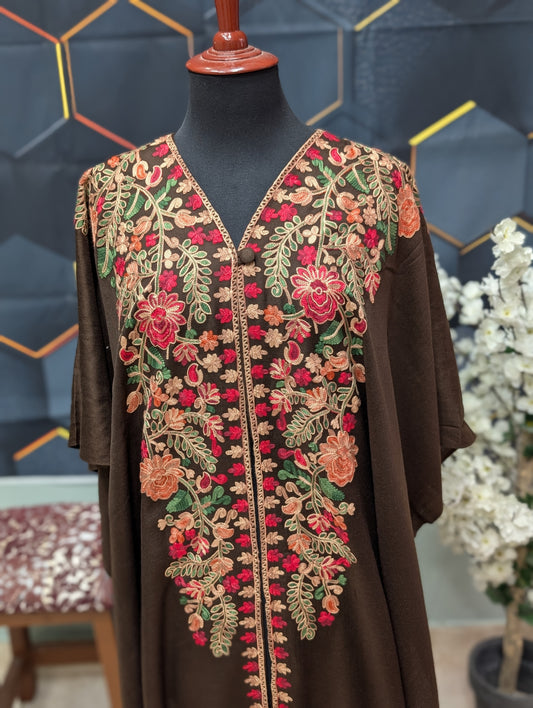 Cape Shawl | Pashmina Embroidered Cape Shawls Perfect for Gift | Choc Brown