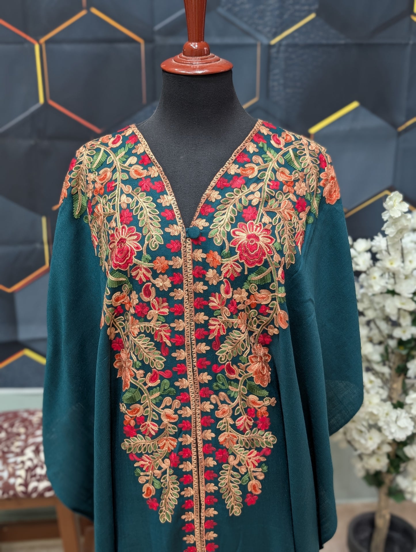 Cape Shawl | Pashmina Embroidered Cape Shawls Perfect for Gift | Zinc