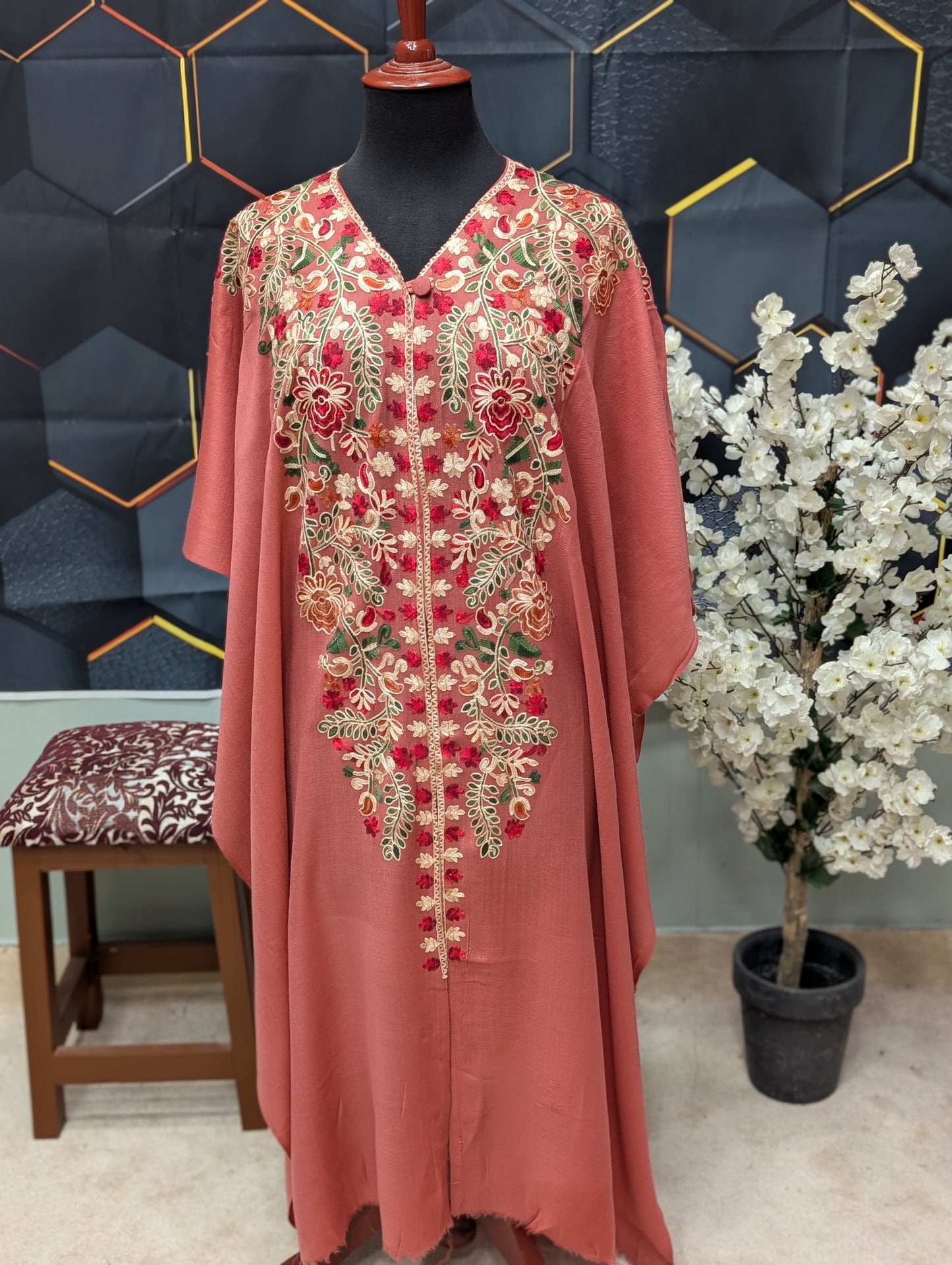 Cape Shawl | Pashmina Embroidered Cape Shawls Perfect for Gift | Tea Pink