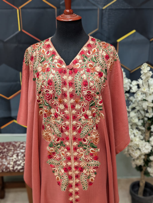 Cape Shawl | Pashmina Embroidered Cape Shawls Perfect for Gift | Tea Pink
