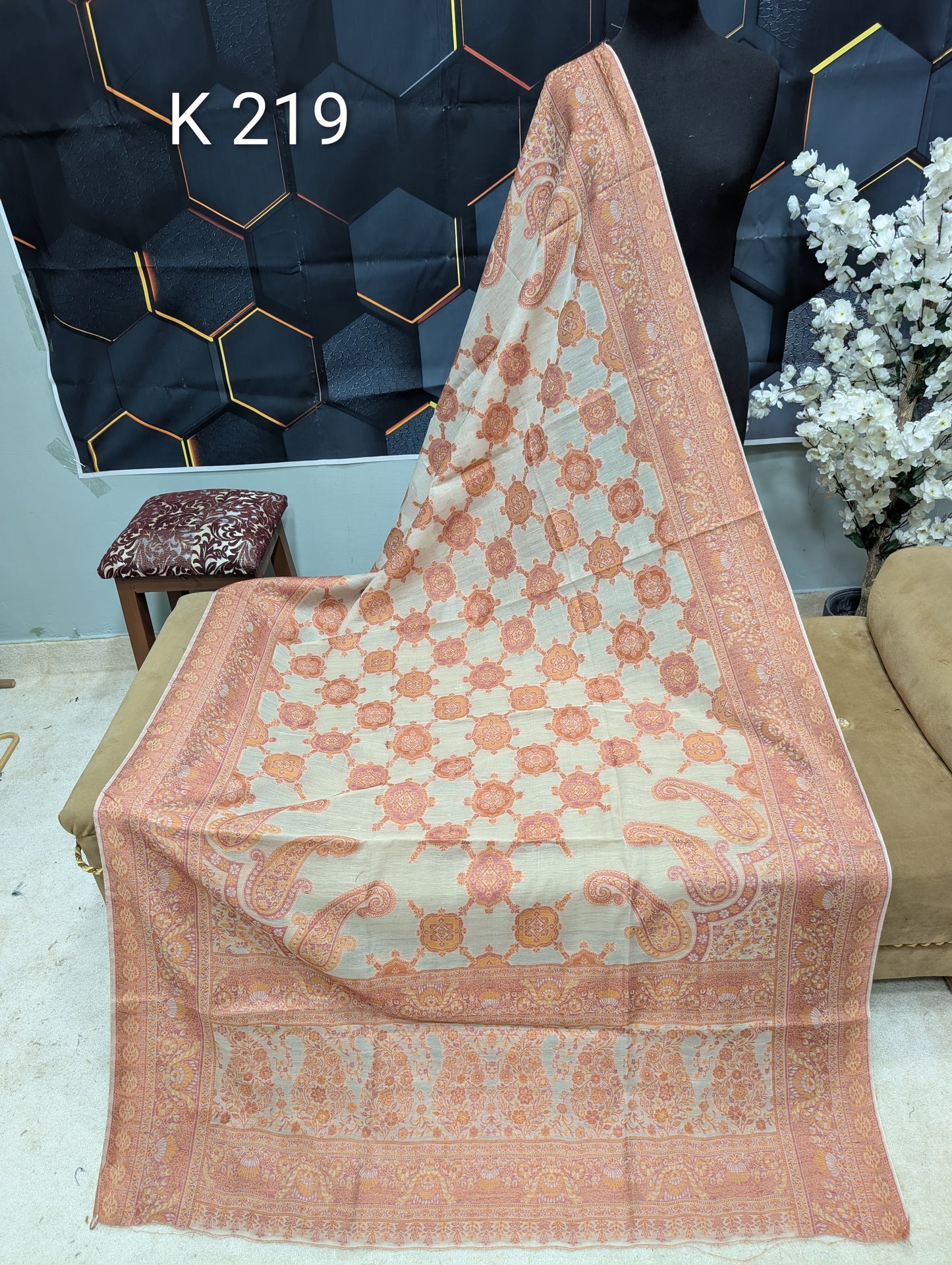 Lawn Full kani Shawl | Self Kani Shawl Full Size Pure Lawn | K219
