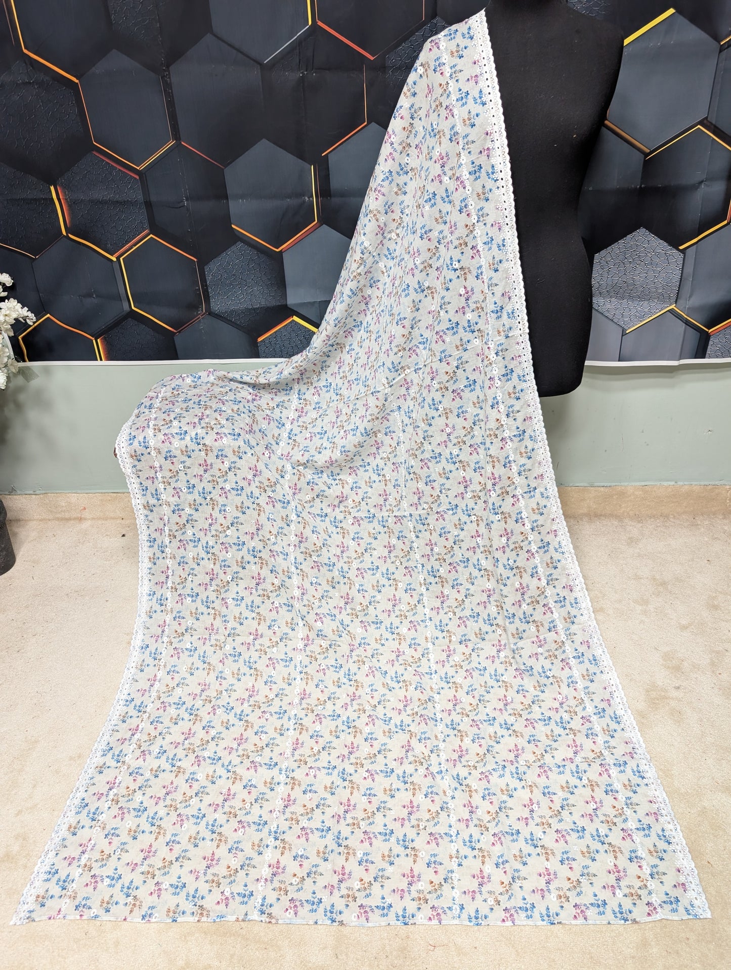 Chikankari Printed Shawl - Pure Lawn Full Size Shawl