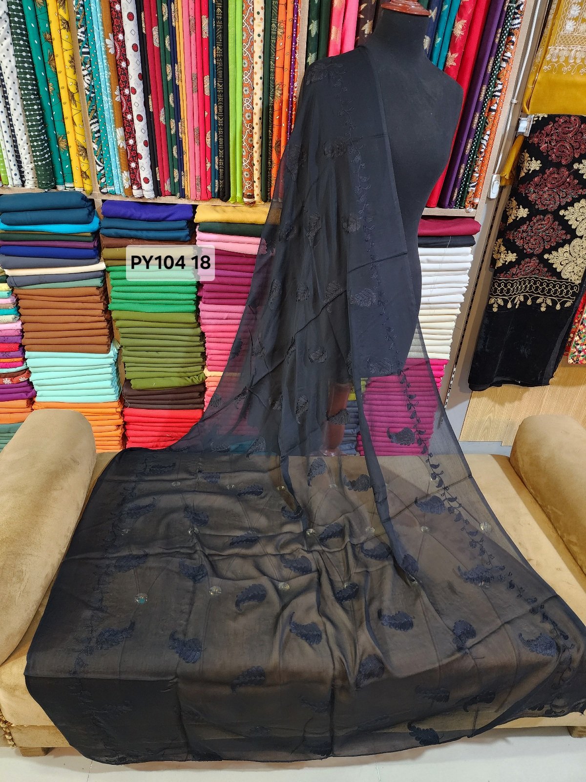 Crinkle Chiffon Embroidered Dupatta