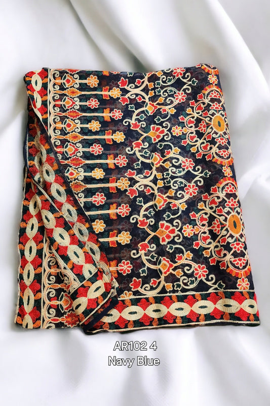 Crinkle Chiffon Multi Embroidered Dupatta