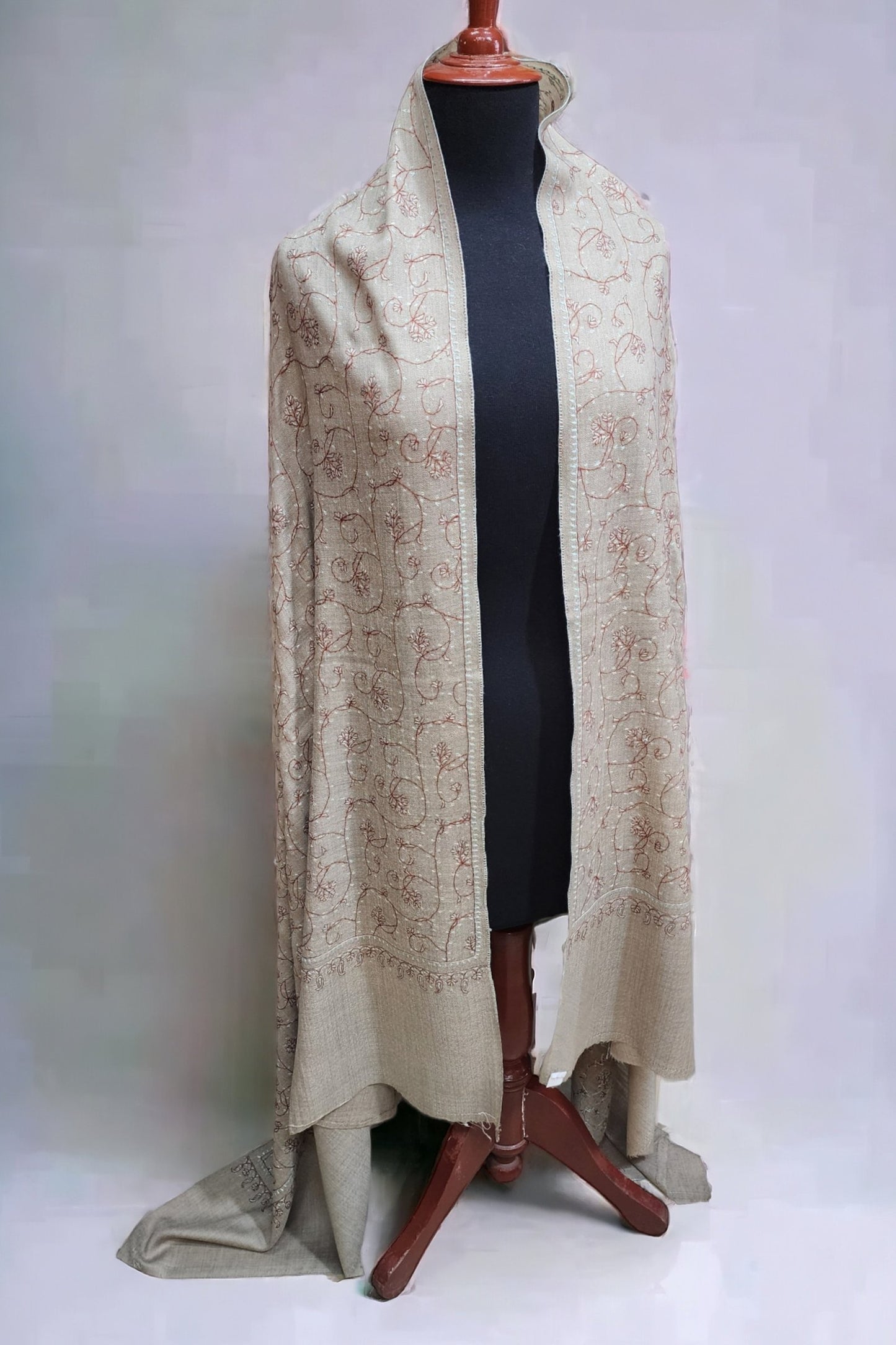 Sozni Work Pure Pashmina (Toosh) Shawl Beautiful Handmade in Kashmir