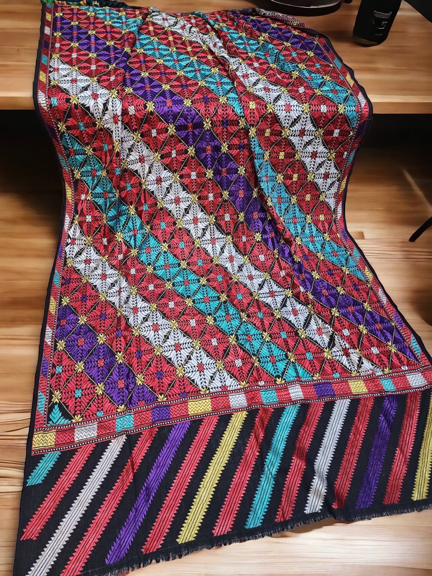 Phulkari Exclusive Shawl | Handmade Khaddar Jaal Bagh Winter Shawl Perfect Gift Premium Shawl