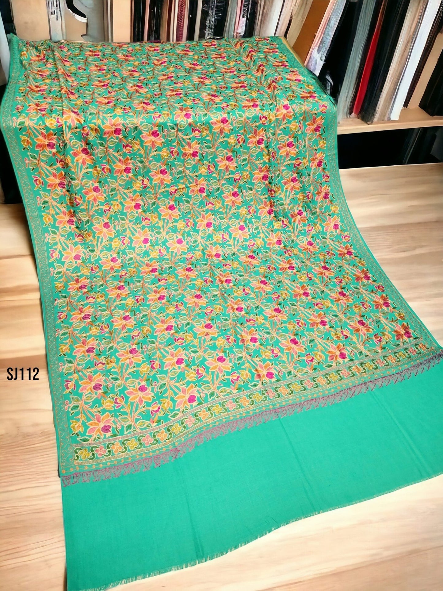 Gulabkar Pashmina Shawl Full Embroidered Kashmir Work Multi Embroidery Perfect Gift