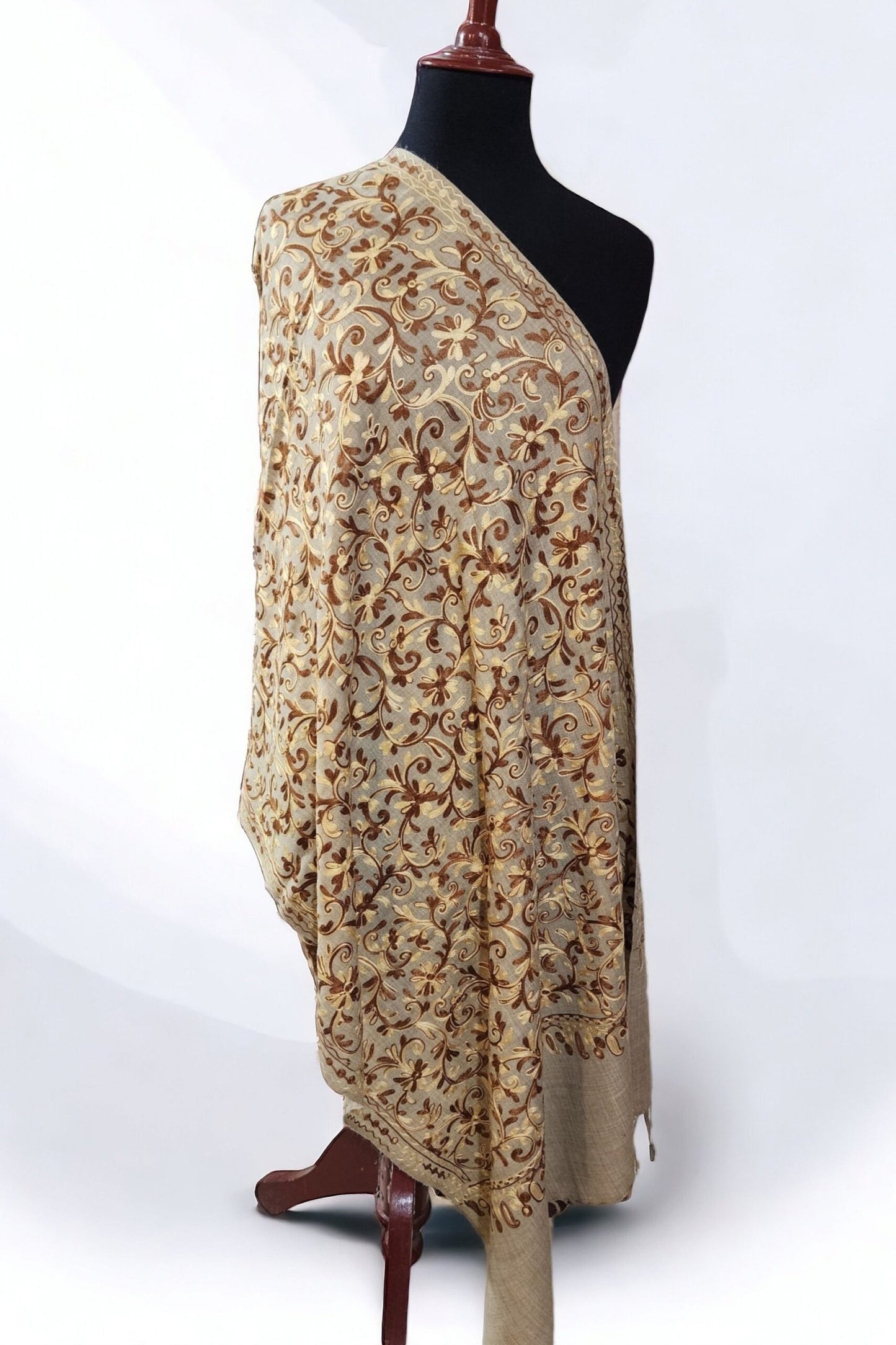 Pashmina Stole Full Embroidery Kashmiri Work in Sale Price perfect Gift 80x28 inches