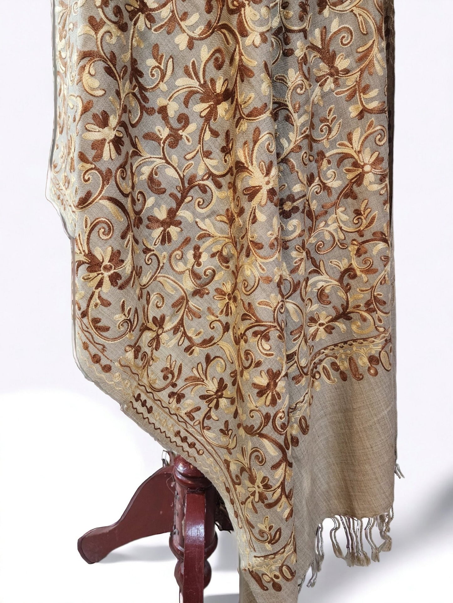 Pashmina Stole Full Embroidery Kashmiri Work in Sale Price perfect Gift 80x28 inches