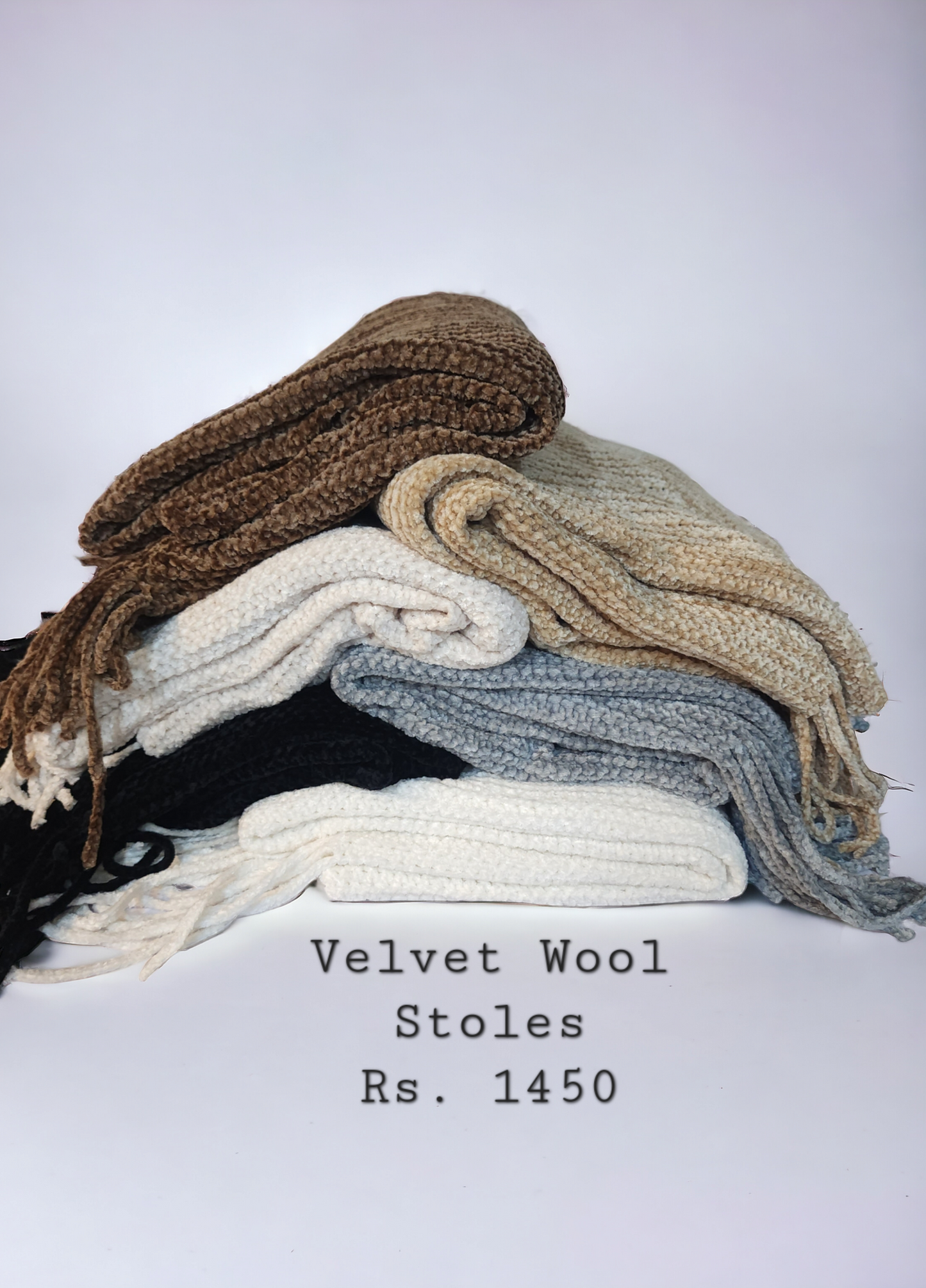 Plain Stole | Velvet Wool Plain Stole New Arrival Sale Price and Perfect Gift For Winters | White