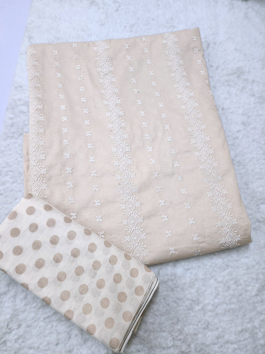 Chikankari Lawn 2 Piece Suit Lining Design | Light Skin