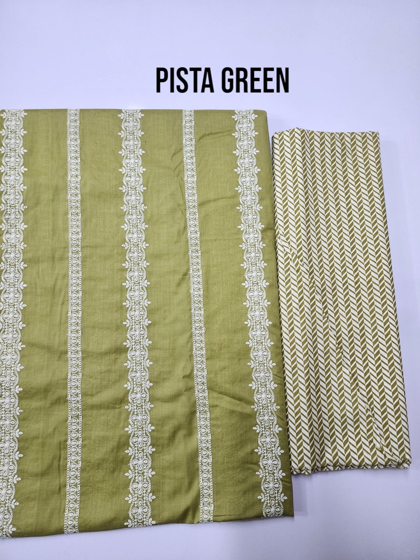 Chikankari Lawn 2 Piece Suit Lining Design | Pista Green