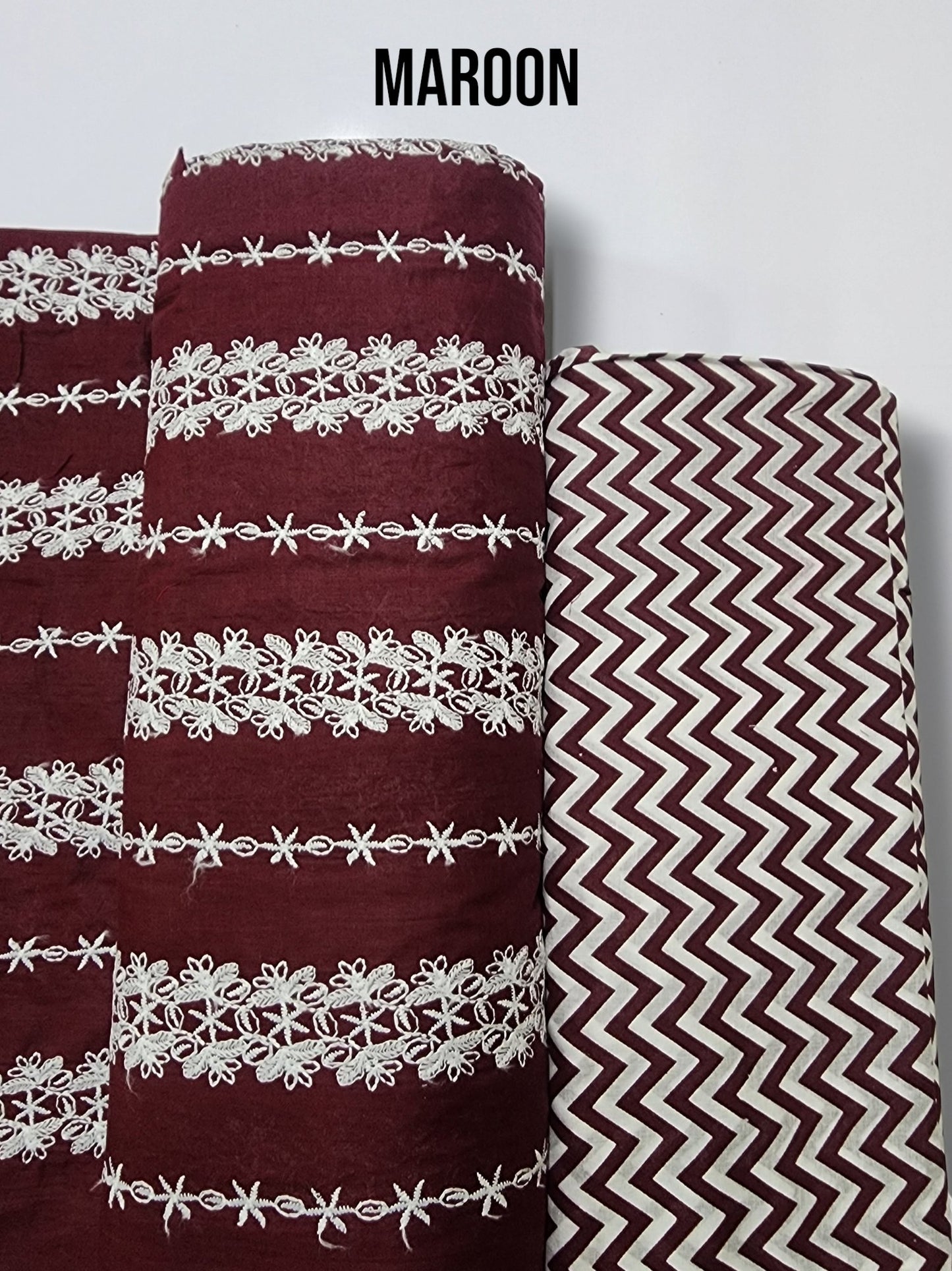 Chikankari Lawn 2 Piece Suit Lining Design | Maroon